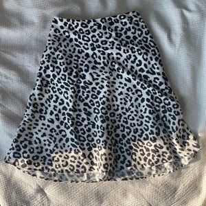 Express Black and White Leopard Midi Skirt